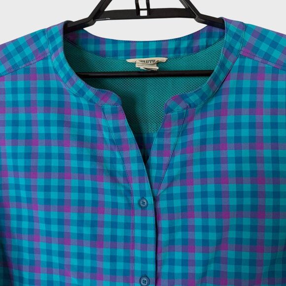 Duluth Trading Co. Sidewinder Plaid Tunic Shirt Teal Women's 2XL UPF-30 Hiking - Picture 5 of 12